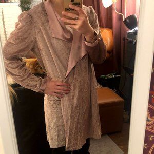 Pink Velvet Vintage Ribbed Lingerie Robe